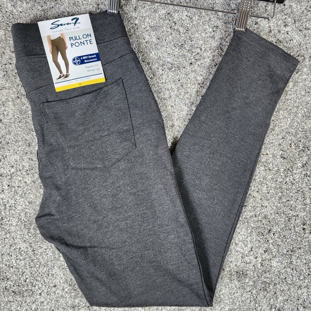 Seven7 Pull On Ponte Leggings Womens M Charcoal 4-Way Stretch‎ Skinny Leg NWT